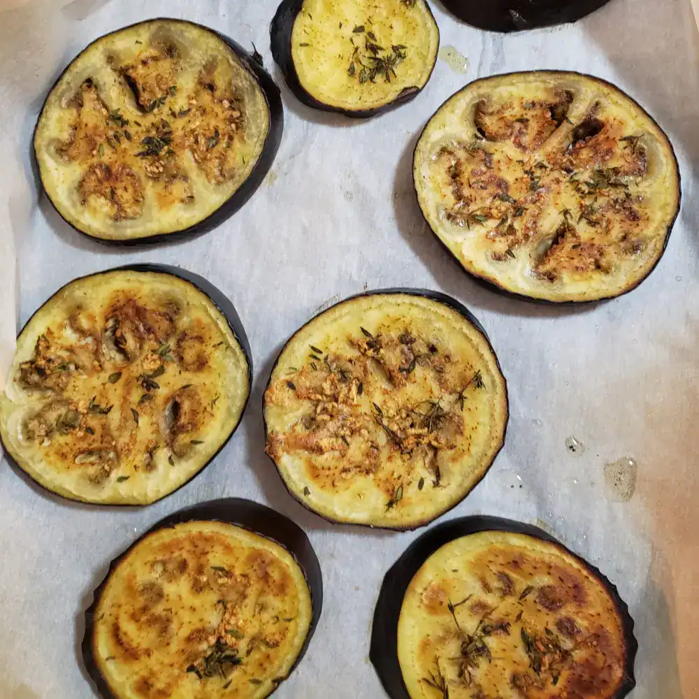 Easy Oven-Roasted Eggplant with garlic and thyme
