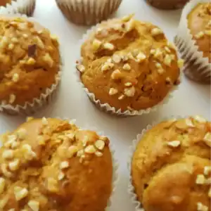 Homemade Vegan Tahini Muffins with Walnuts on a table